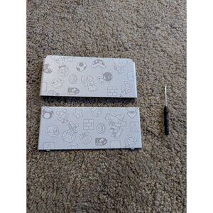 Nintendo 3DS Mario Pattern Replacement Cover Plates Gray w/ Tool New